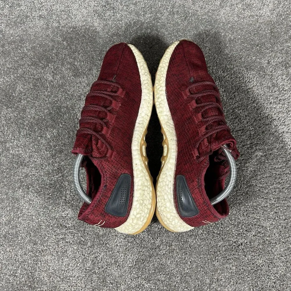 Adidas PureBoost BA8895 Mens Size 10.5 Burgundy Red Athletic Running Shoes Used